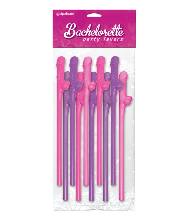 Bachelorette Party Favors 10 Pecker Straws Pink And Purple