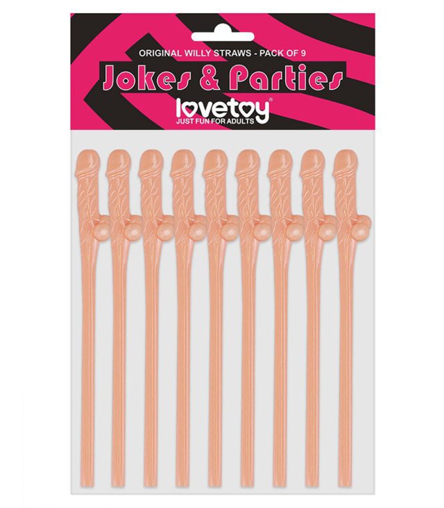 Lovetoy Pack Of 9 Willy Straws Flesh Pink