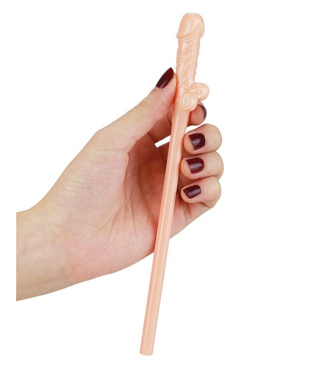 Lovetoy Pack Of 9 Willy Straws Flesh Pink - Image 3