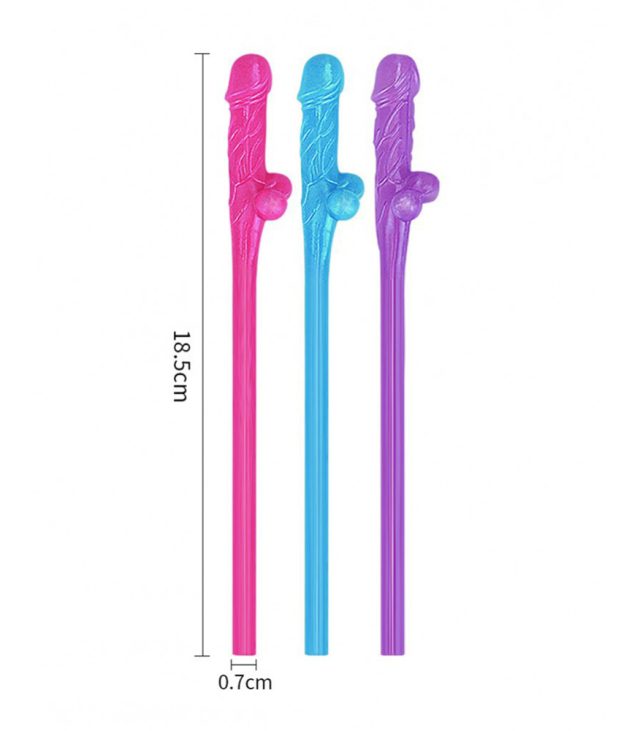 Lovetoy Pack Of 9 Willy Straws Blue Pink And Purple - Image 2