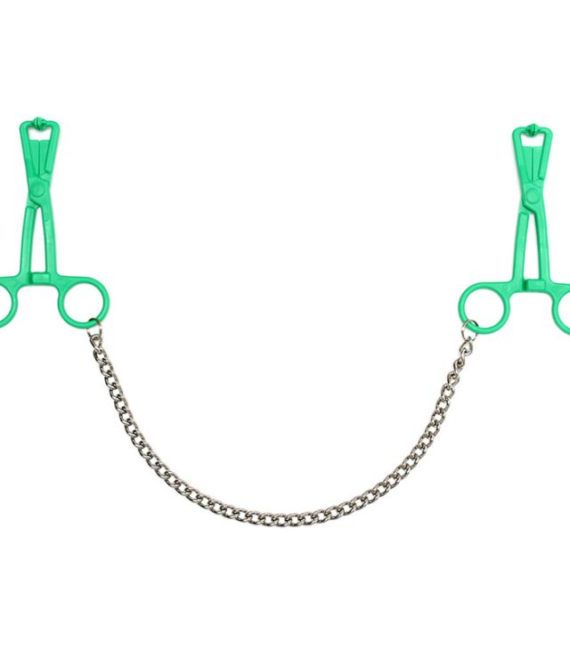 Green Scissor Nipple Clamps With Metal Chain