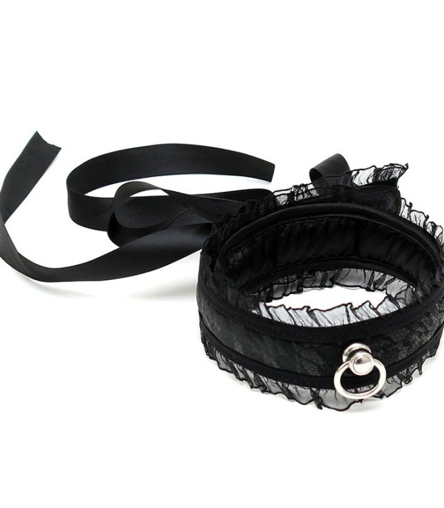 Satin Look Black Collar With O Ring