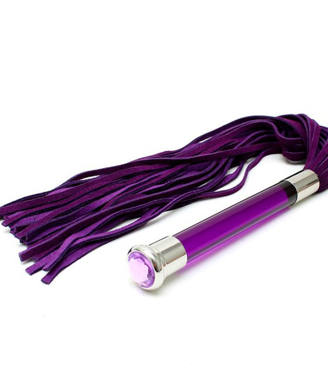 Purple Suede Flogger With Glass Handle And Crystal - Image 2