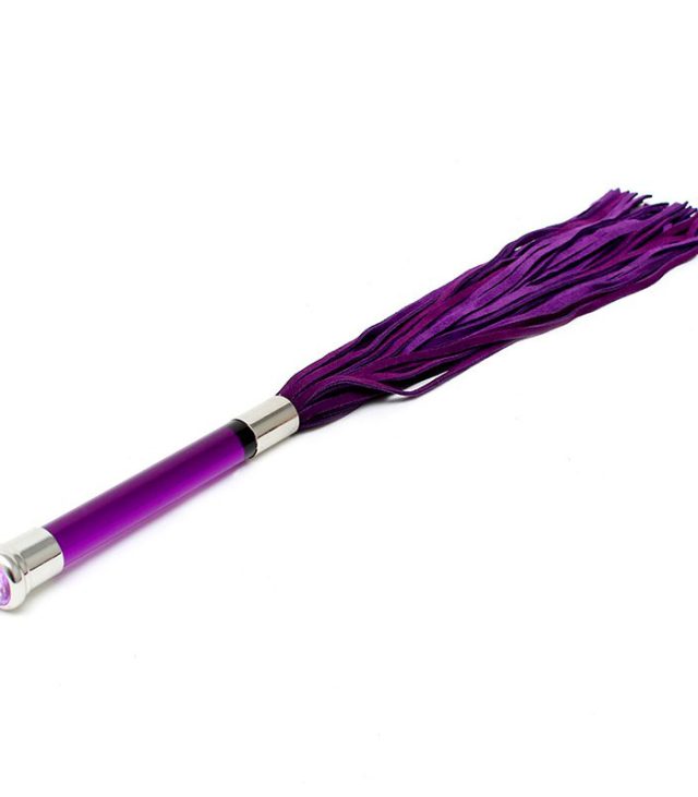 Purple Suede Flogger With Glass Handle And Crystal - Image 3