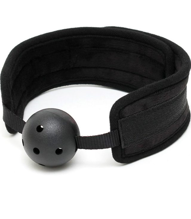 Black Padded Mouth Gag With Breathable Ball