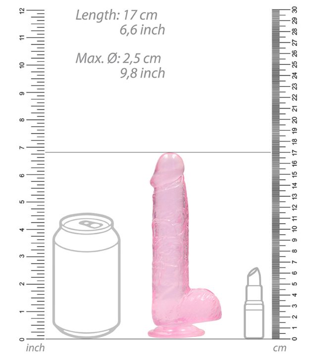 RealRock 6 Inch Pink Realistic Crystal Clear Dildo - Image 4