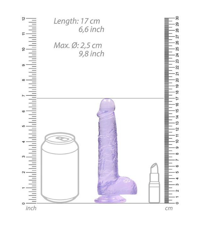 RealRock 6 Inch Purple Realistic Crystal Clear Dildo - Image 4