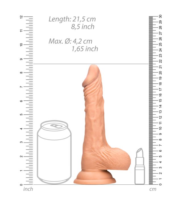 RealRock 8 Inch Dong With Testicles Flesh Pink - Image 3