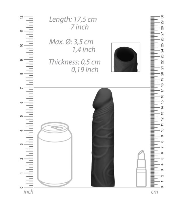 RealRock 7 Inch Penis Sleeve Black - Image 2