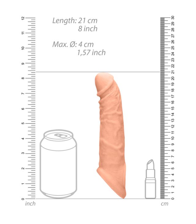 RealRock 8 Inch Penis Sleeve Flesh Pink - Image 2