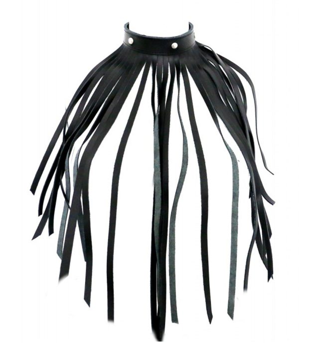 The Red Leather Fringe Necklace Collar