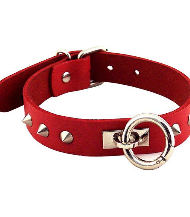 Rouge Garments Red Studded ORing Studded Collar