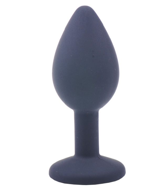 Small Black Jewelled Silicone Butt Plug - Image 2