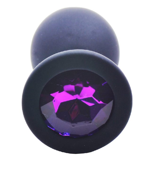 Small Black Jewelled Silicone Butt Plug - Image 3
