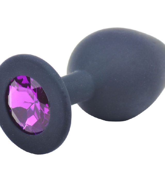 Medium Black Jewelled Silicone Butt Plug