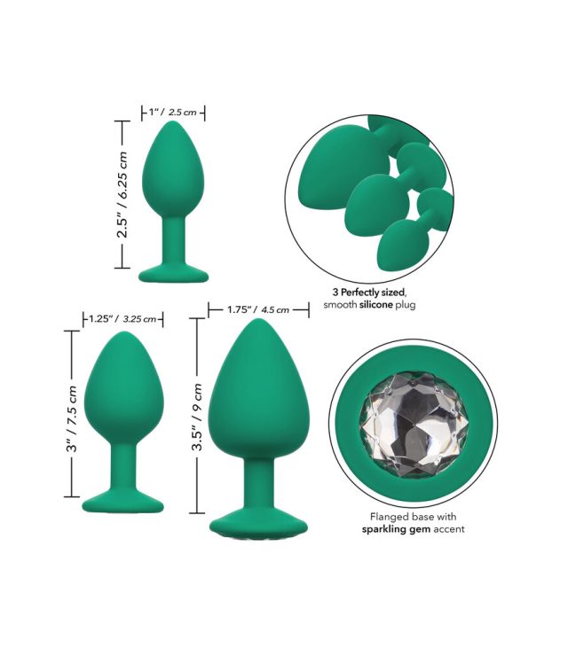 Cheeky Gems Butt Plugs 3 Piece Set Green - Image 3