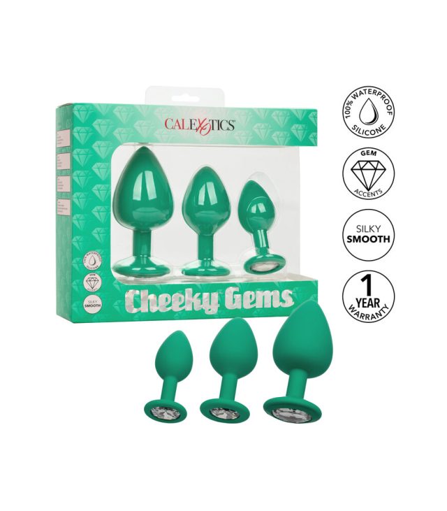 Cheeky Gems Butt Plugs 3 Piece Set Green - Image 4