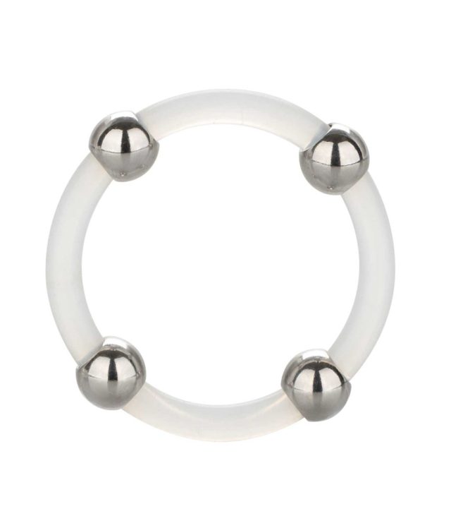 Steel Beaded Silicone Cock Ring XL