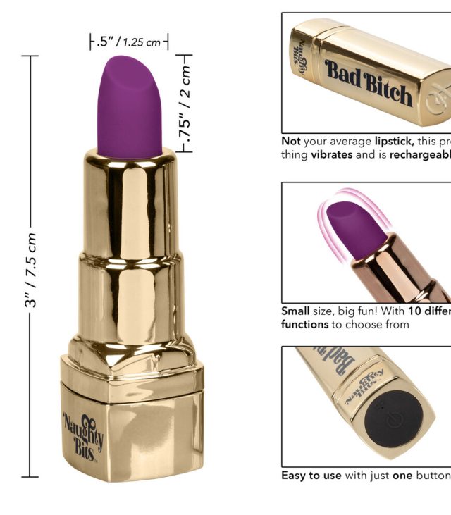 Naughty Bits Bad Bitch Rechargeable Lipstick Vibrator - Image 2