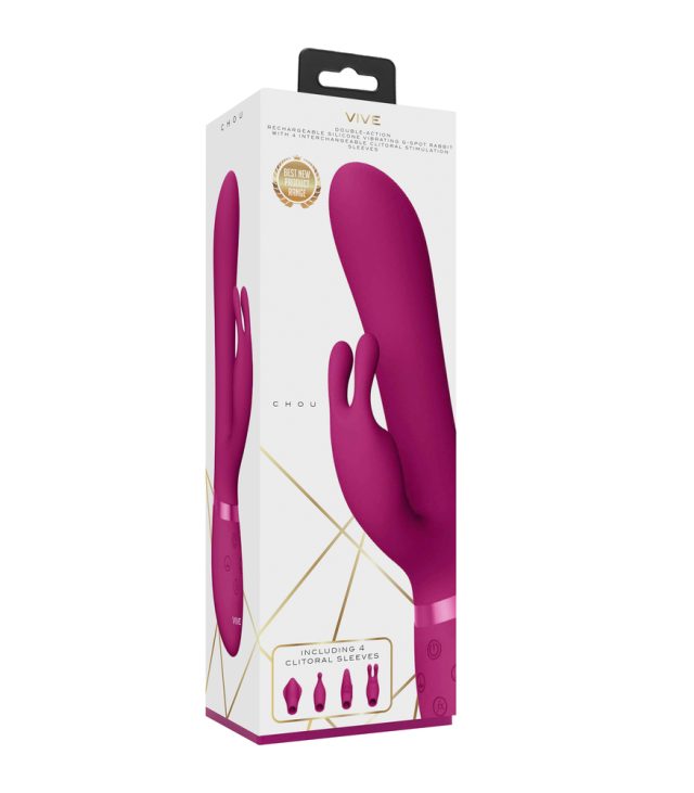 Vive Chou Double Action Interchangeable Rabbit Vibrator Pink - Image 4