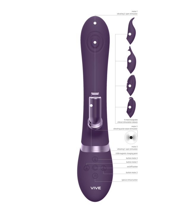 Vive Etsu Interchangeable Rabbit Vibrator Purple - Image 2