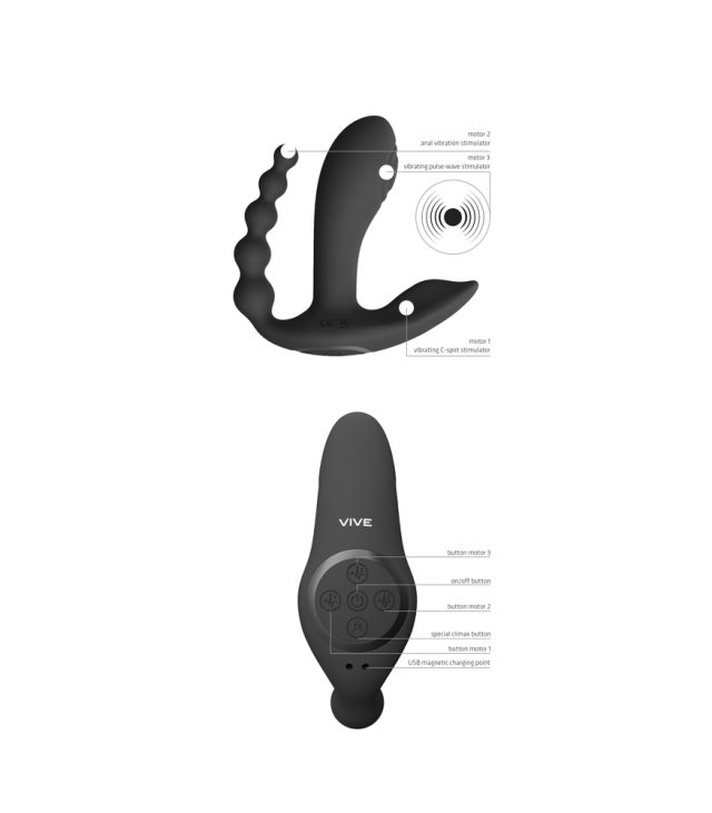Vive Kata Double Penetrator Vibrator Black - Image 2