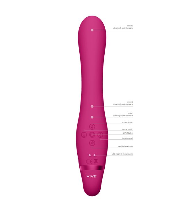 Vive Suki Triple Action Strapless Strap On Vibrator Pink - Image 2