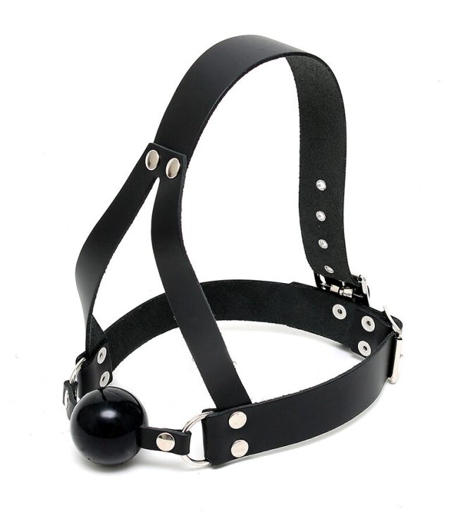 Leather Ball Gag And Head Harness
