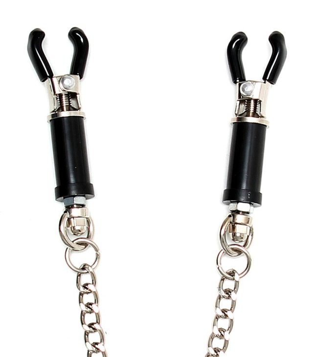 Silver Nipple Clamps With Chain - Image 2